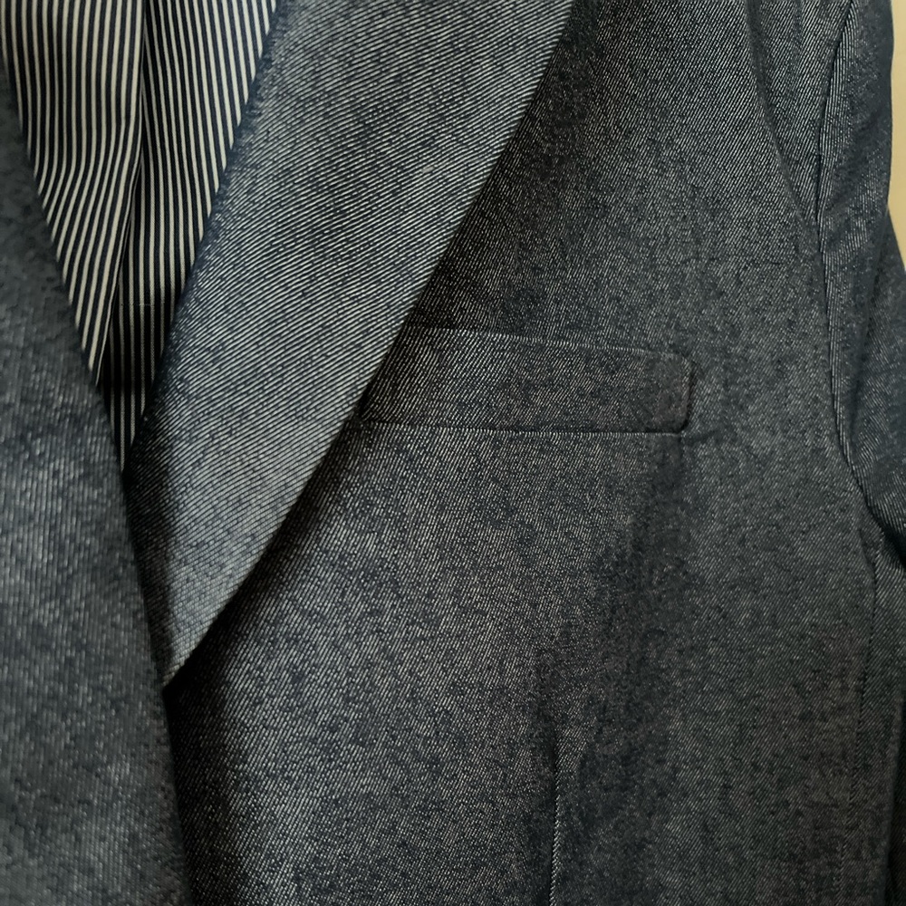 Gap Navy Blue Denim Pinstripe Lined Single Button Collared Fit & Darted Blazer 8 - Picture 8 of 12